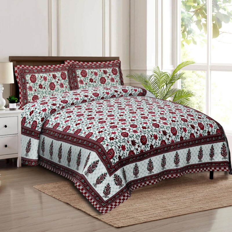 Jaipuri Block Printed Cotton Double bedsheet